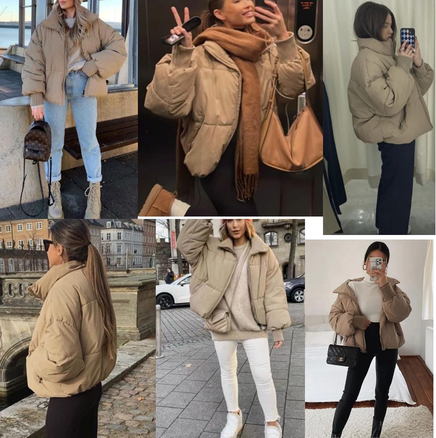 AMEBELLE Women Winter Thermal Baggy Stand Collar Full Zip Puffer Down Coats Jacket - Image 5