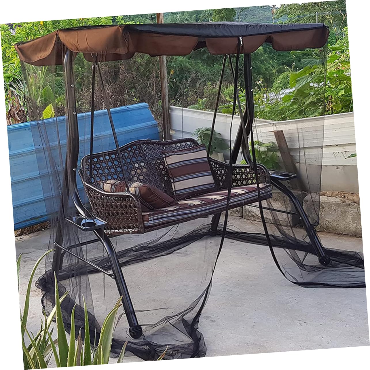 Abaodam Mosquitera Portátil para Columpio Doble de Jardín Cierre de Cremallera, Tela de Poliéster Transpirable y Protección contra Insectos para Camping y Exterior