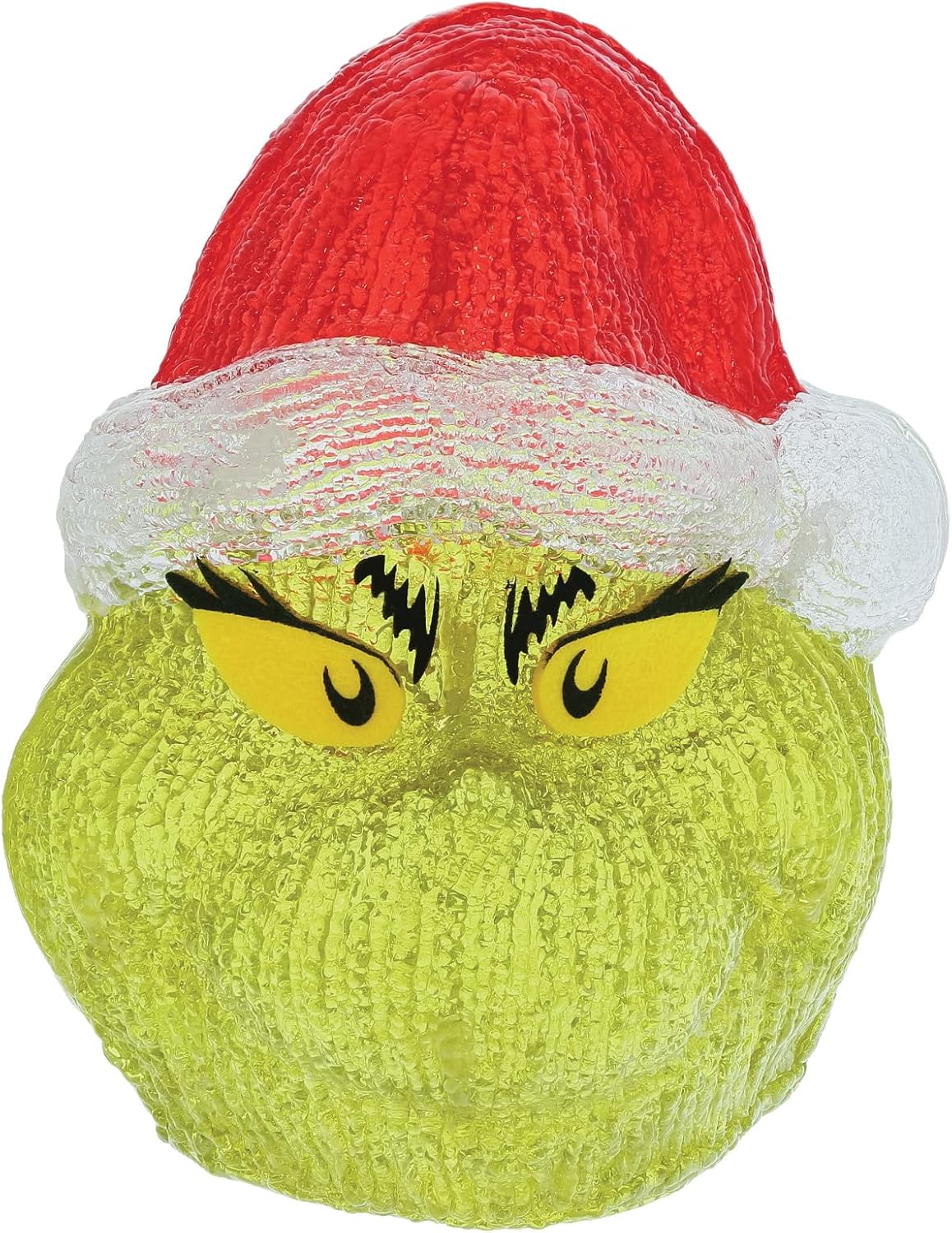 Department 56 Dr. Seuss Grinch Head Grinning Lit Figurine, 7.68 Inch, Multicolor