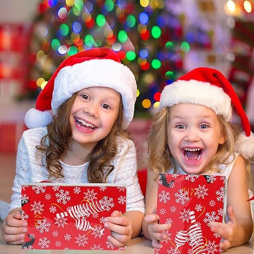 Miniatura 7 de Kolewo4ever Rollo de papel de envoltura de celofán de Navidad de 100 pies x 32 pulgadas, papel de regalo transparente con copos de nieve, bolsas de