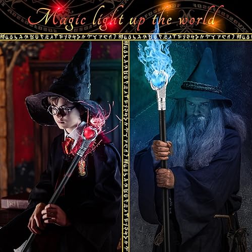 Miniatura 5 de Chivao 2 piezas de Halloween Fuego Dragón Garra Bastón Rojo Orbe Dragón Bastón Azul Orbe Decoración Bastón Mago Bruja Varita Real Rey Reina Cetro