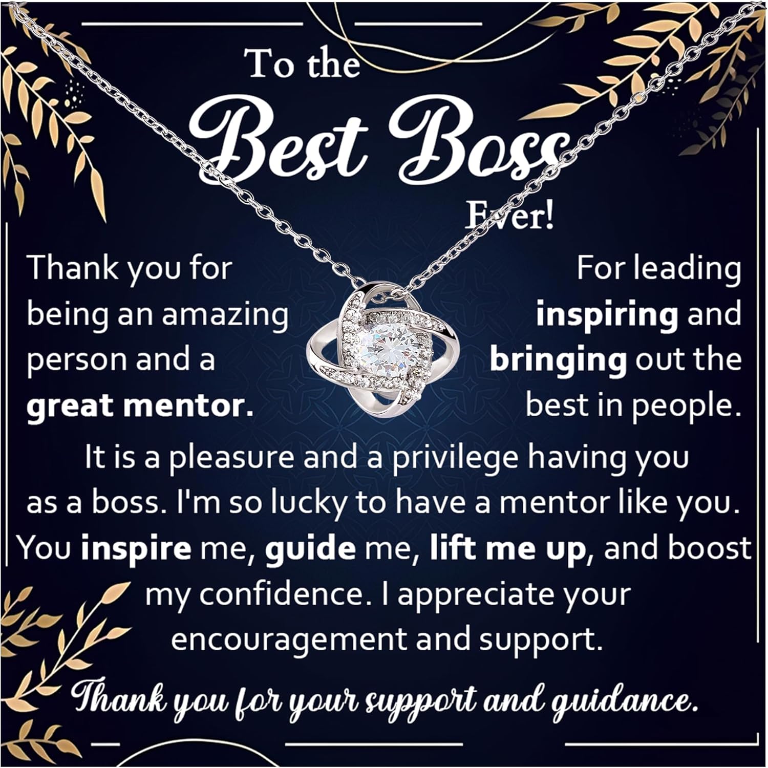 Boss Appreciation Necklace, Boss's Day Necklaces Gifts, Mentor Necklace Gift, Best Coach Gifts For Women, Thank You Boss Gift Box, Manager Necklaces With Message Card