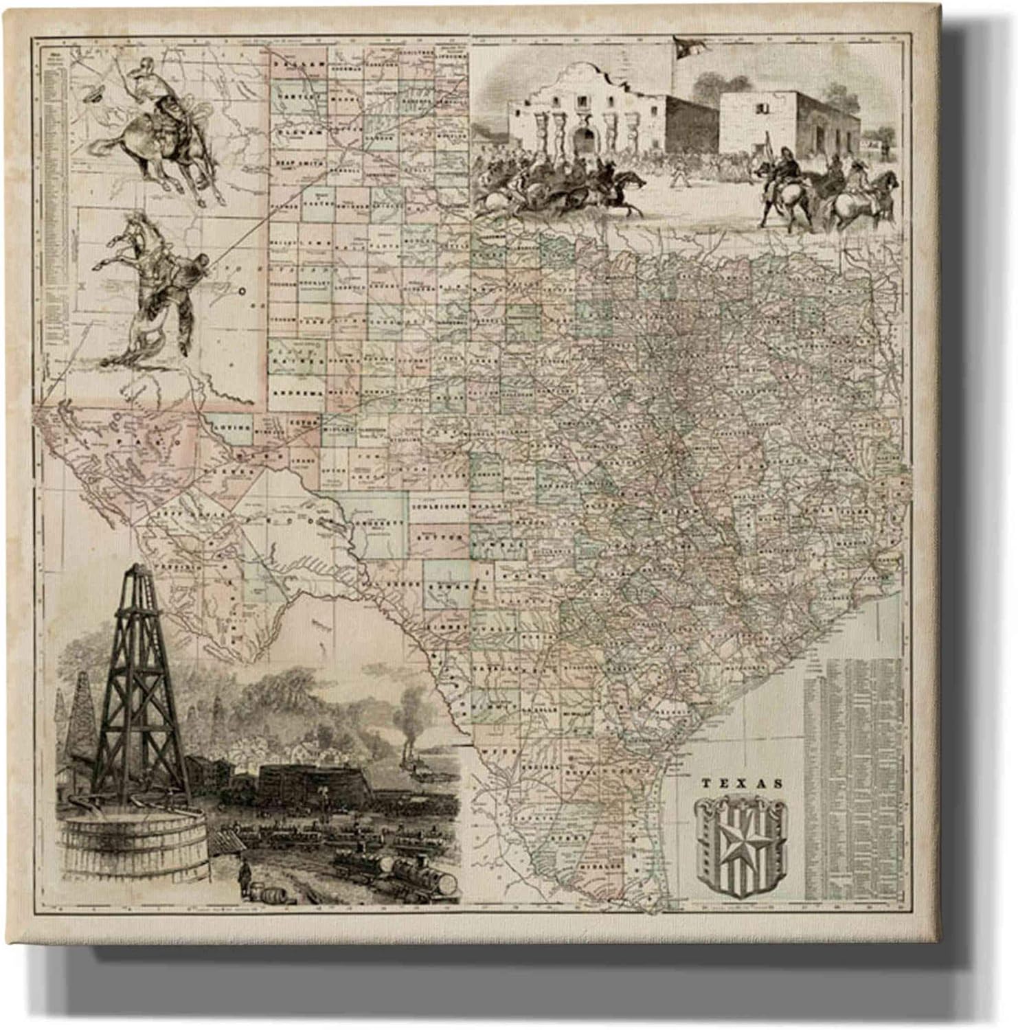 Epic Graffiti 'Map of Texas' by Vision Studio Canvas Wall Art, 12"x12"