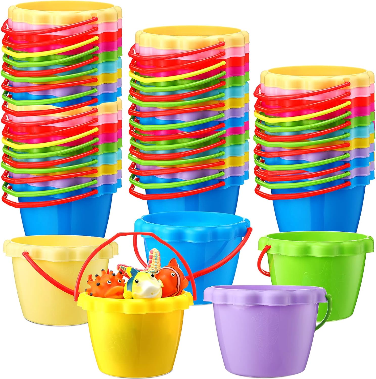 Didaey 36 Pcs 6 Inch Sand Buckets for Kids Bulk Small Beach Buckets Plastic Mini