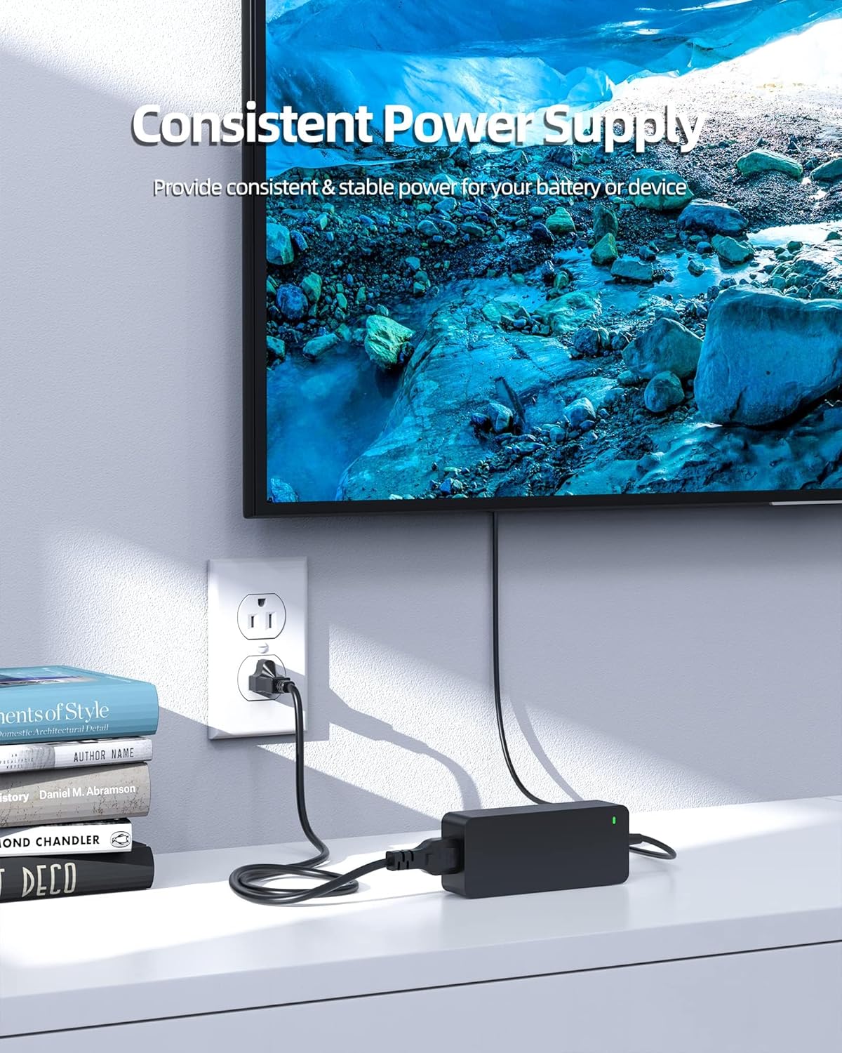 Superer 19.5V Power Cord TV Charger Fit for Sony Bravia TV KDL-50W700B KDL-50W800C KDL-48W650D KDL-48W600B KDL-50W800B KDL-48R470B KDL-50W650A KDL-50W790B KDL-48W580B KDL-48W590B KDL-42W700B Adapter
