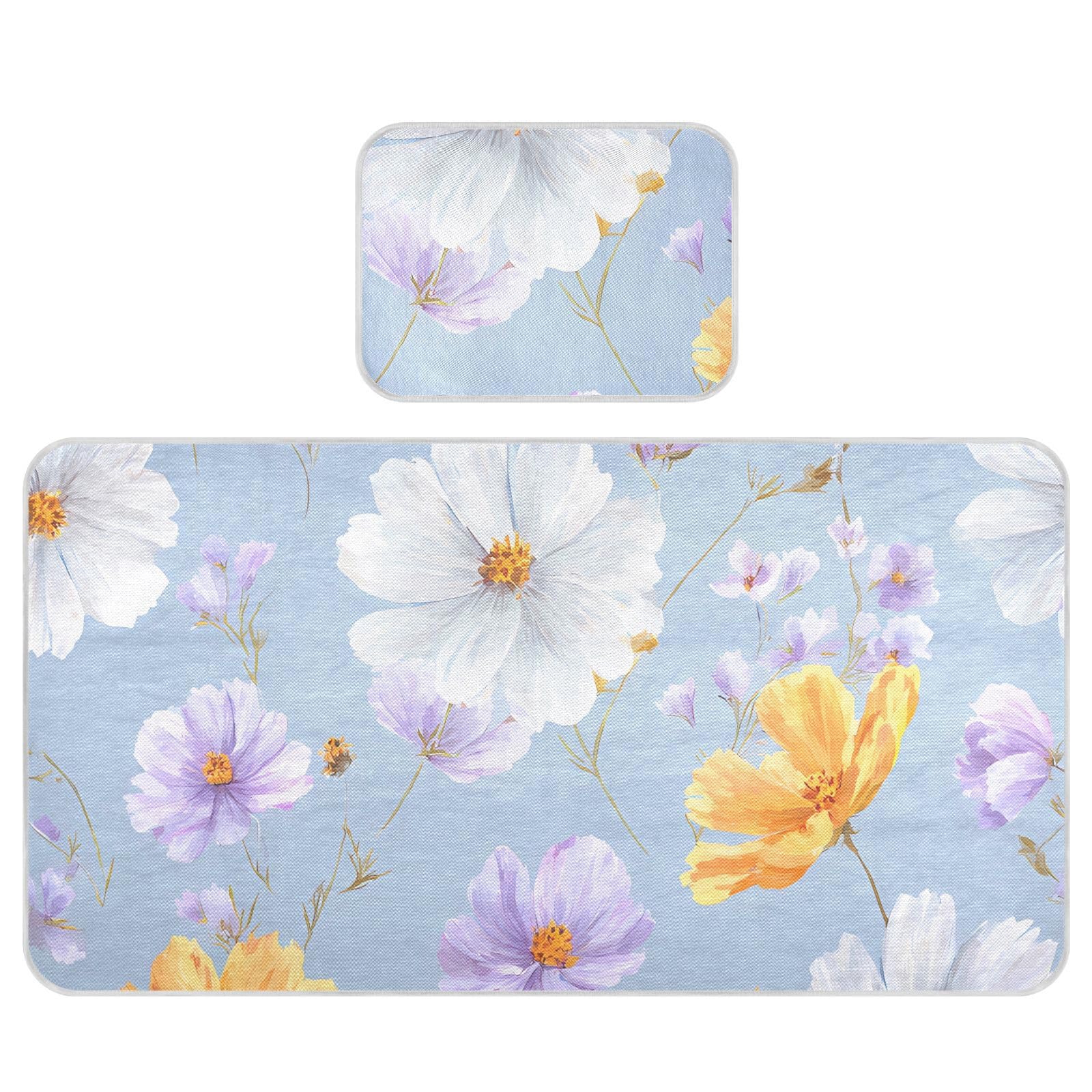 Bolaz Summer Sleeping Bed Pad, Marigold Cooling Mattress Set Breathable Bed Mat Ice Silk Mat + Pillow Cover for Toddler Boys Girls