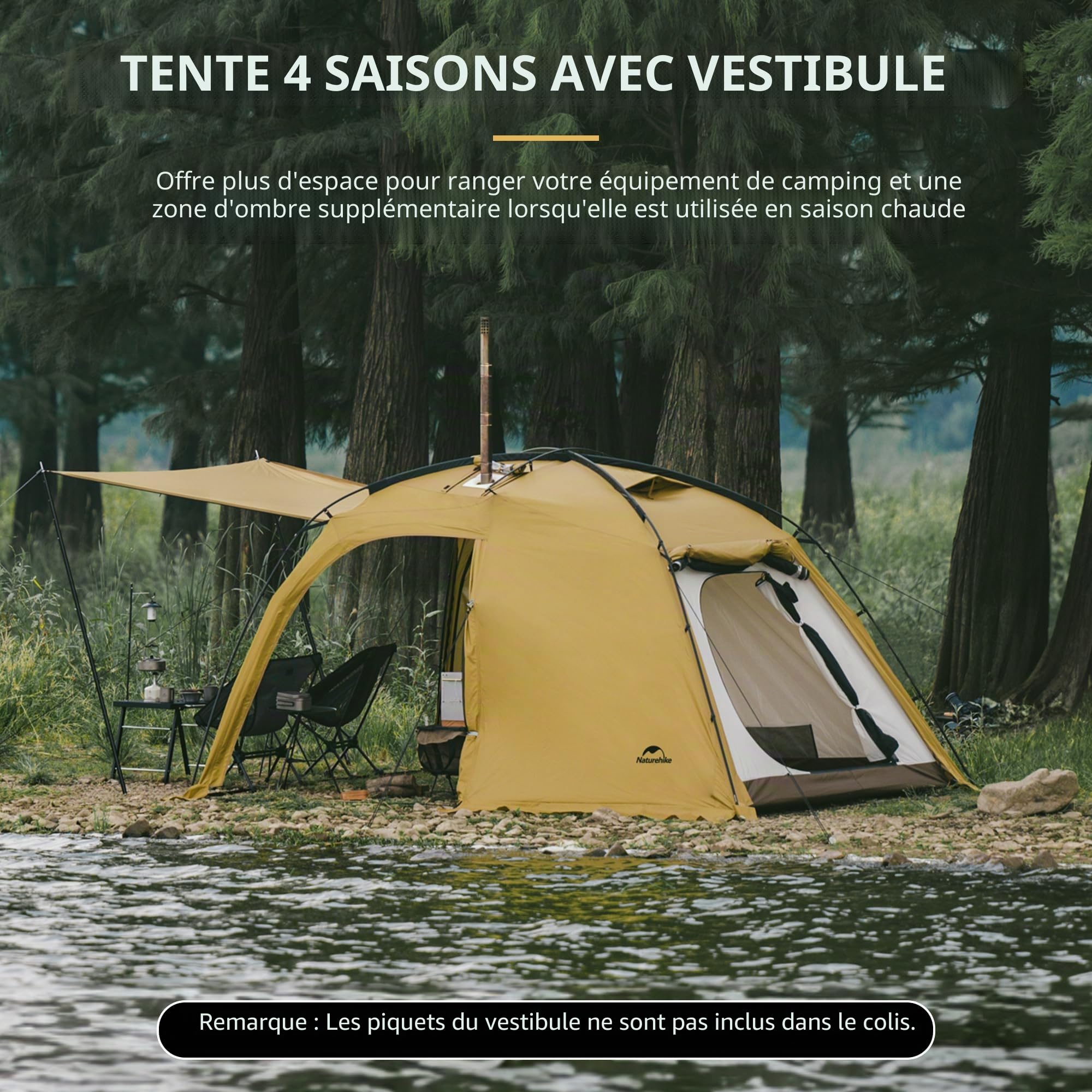 Naturehike Tente Bivouac 2-4 & 3-6 Personne Place Tente de Camping Tente d'auvent étanche pour la Maison, adaptée aux Voyages en Voiture, à la randonnée et au Camping