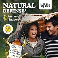 Vista 2 de Wild & Organic Cordyceps Tintura - Extracto de hongo Cordyceps Sinensis para apoyo inmunológico y energético - Suplemento líquido de hongos - Gotas