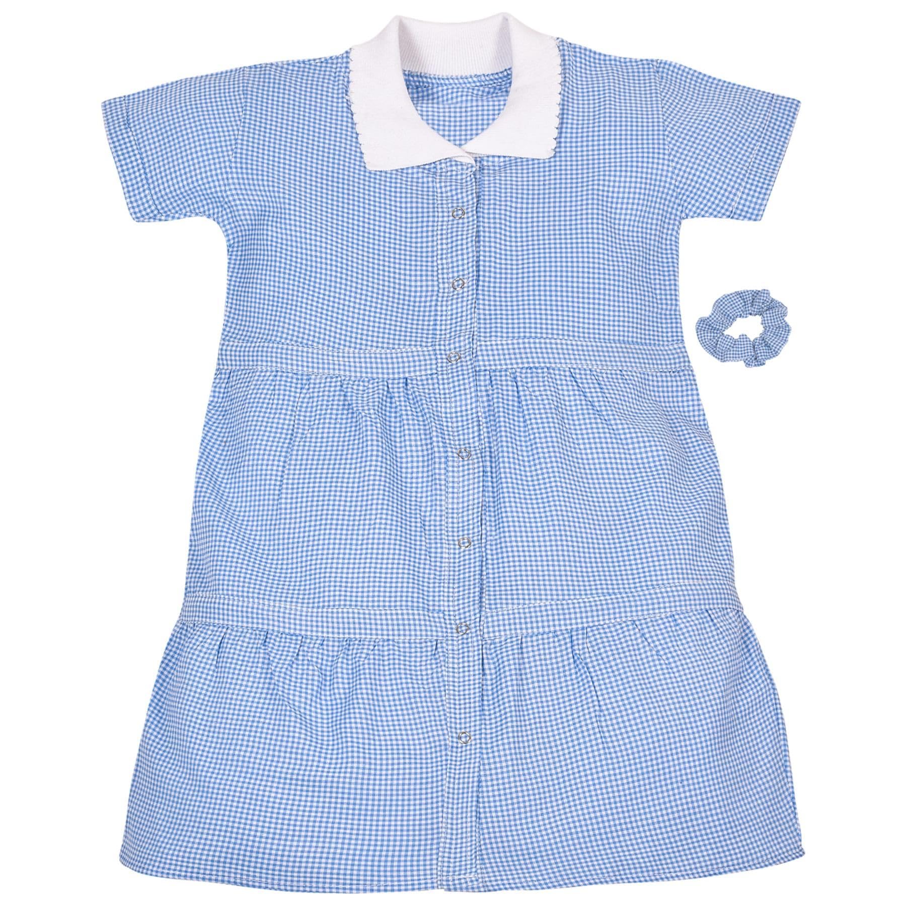 A2Z 4 Kids Girls School Uniform Dress Soft Comfortable Gingham - UF Dress 858 Blue 13-14