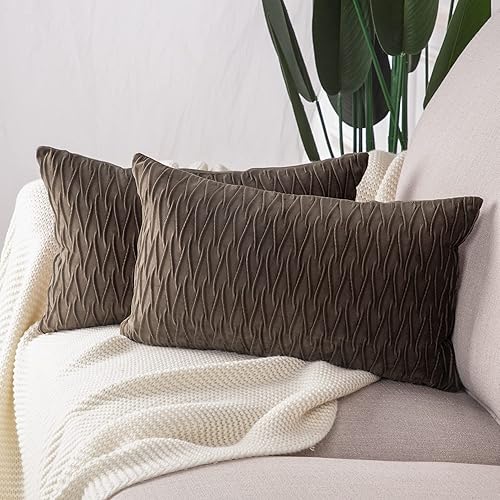 Miniatura 2 de MADIZZ Juego de 2 fundas de almohada decorativas de terciopelo súper suave con textura, estilo de lujo, funda de almohada para sofá y dormitorio,