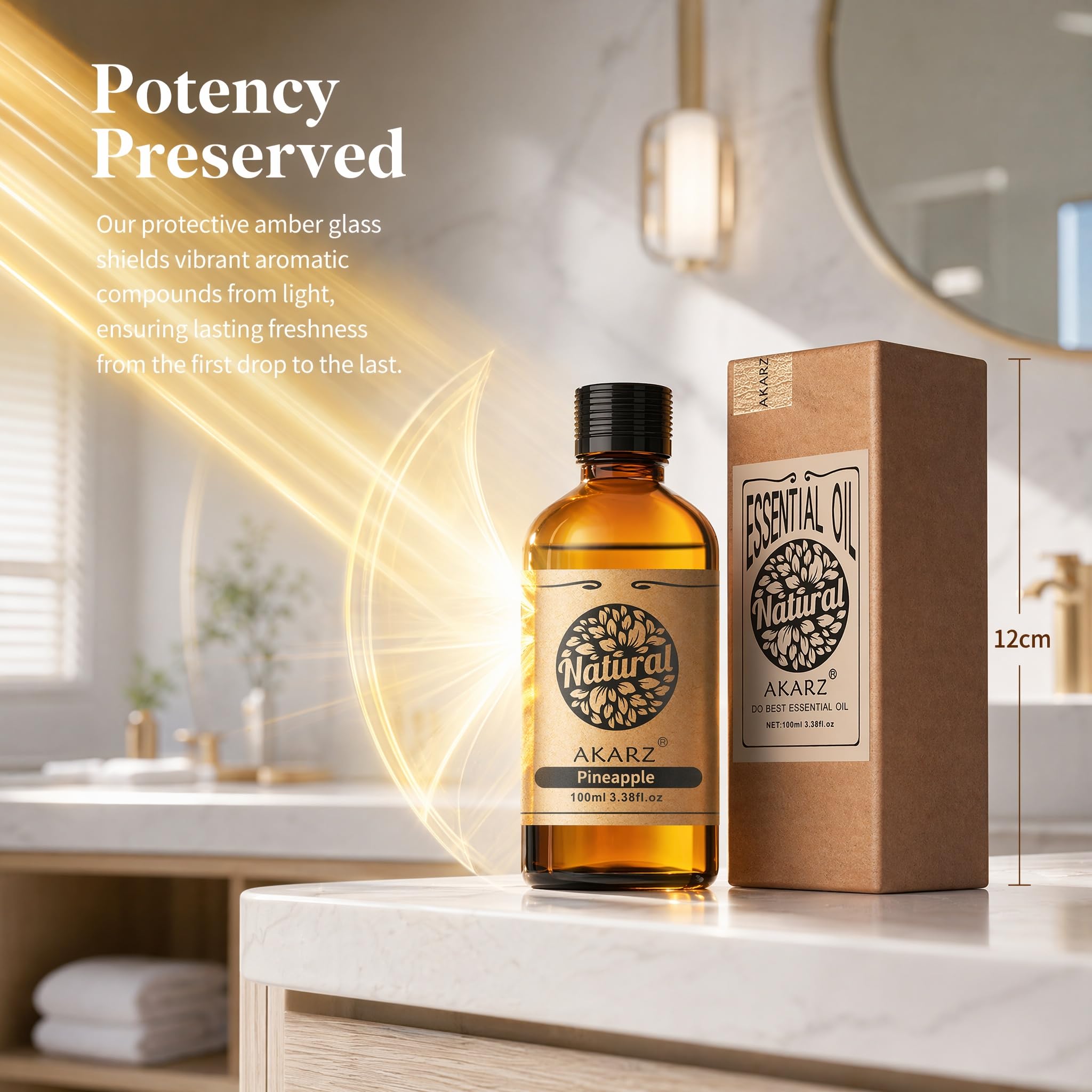 AKARZ 100ml Olejek esencjny z Ananasa - Naturalny olejek aromatyczny do dyfuzorów, lamp aromatycznych i aromatów pomieszczeń