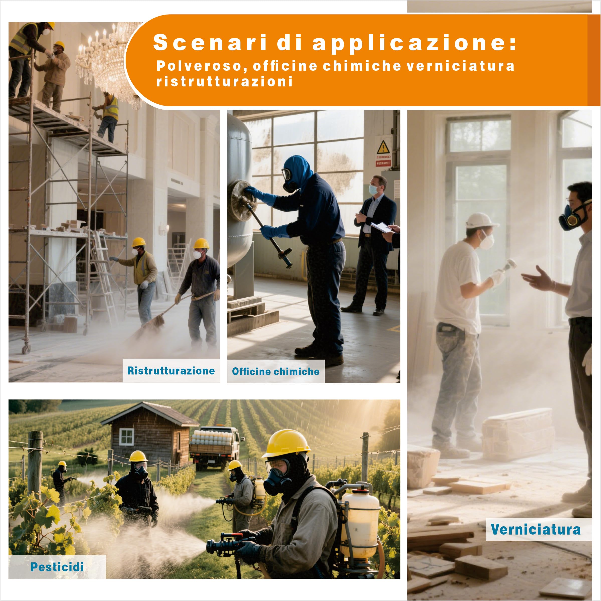 Maschera Antigas Con Filtro,Riutilizzabile Maschera Antipolvere Con Occhiali Protettivi Semifacciale Per La Protezione Sul Lavoro Falegnameria,Saldatura E Lucidatura