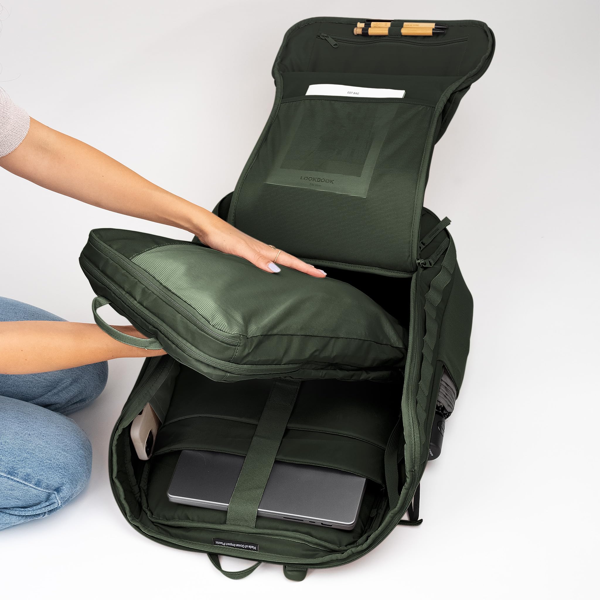GOT BAG Pro Pack Travel | Wodoodporny Plecak Podrozny | Plecak na Laptopa 16 | Pojemny Plecak Turystyczny 35L (algae)
