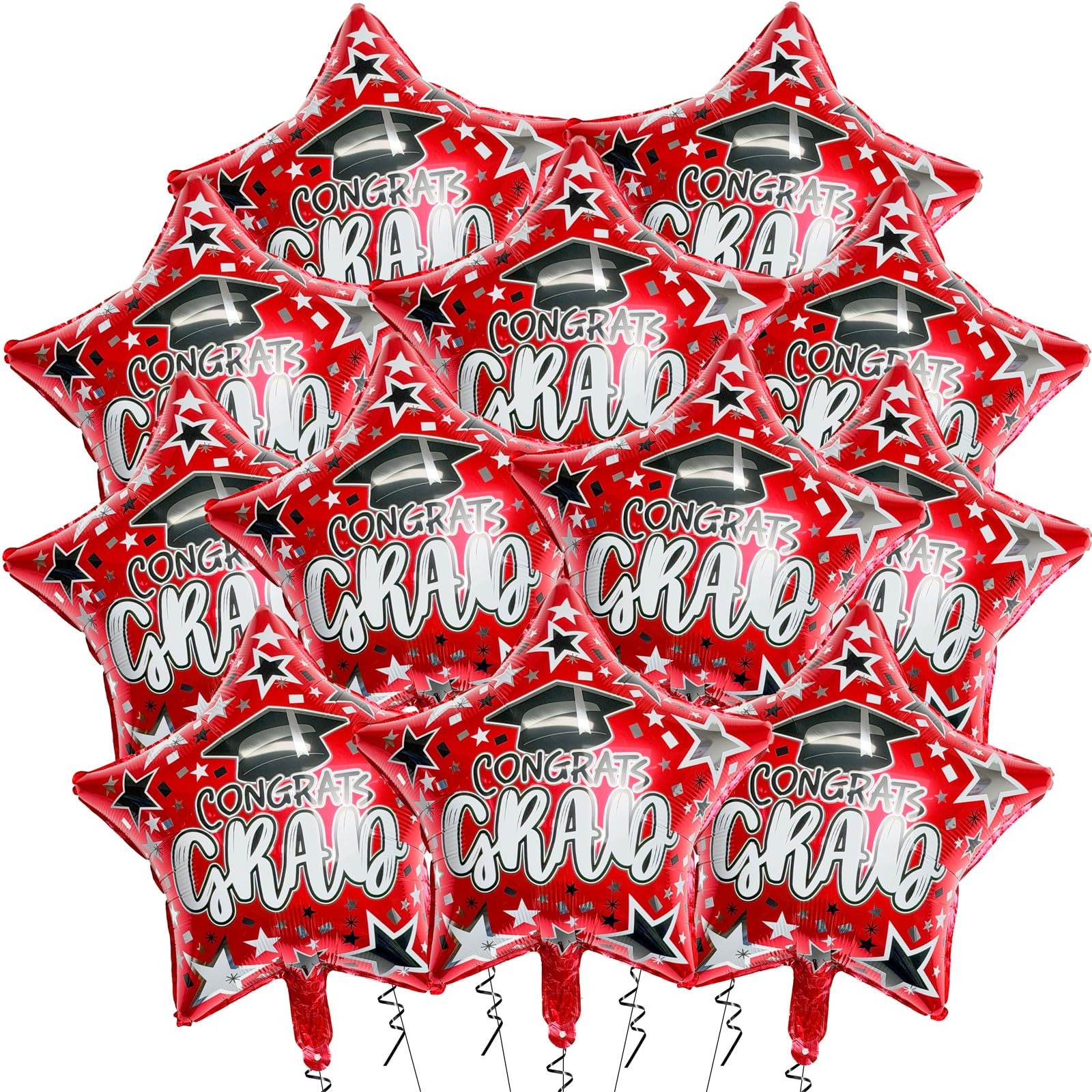 Photo 1 of 12Pcs Congrats Grad Balloons - 18Inch Red Star Balloons for Graduation Decorations Class of 2026 - Congratulations Grad Balloons for Congrats Grad Decorations - Graduation Party Decorations