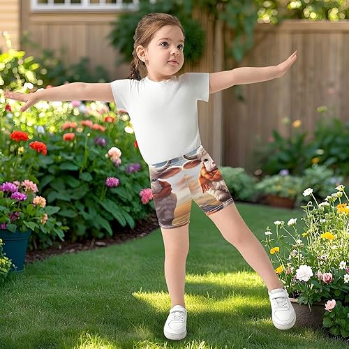 Girls Cotton Bike Shorts Young Cow Autumn Print Toddler Athletic Dance Cartwheel Outfits, 4T(6 Years)