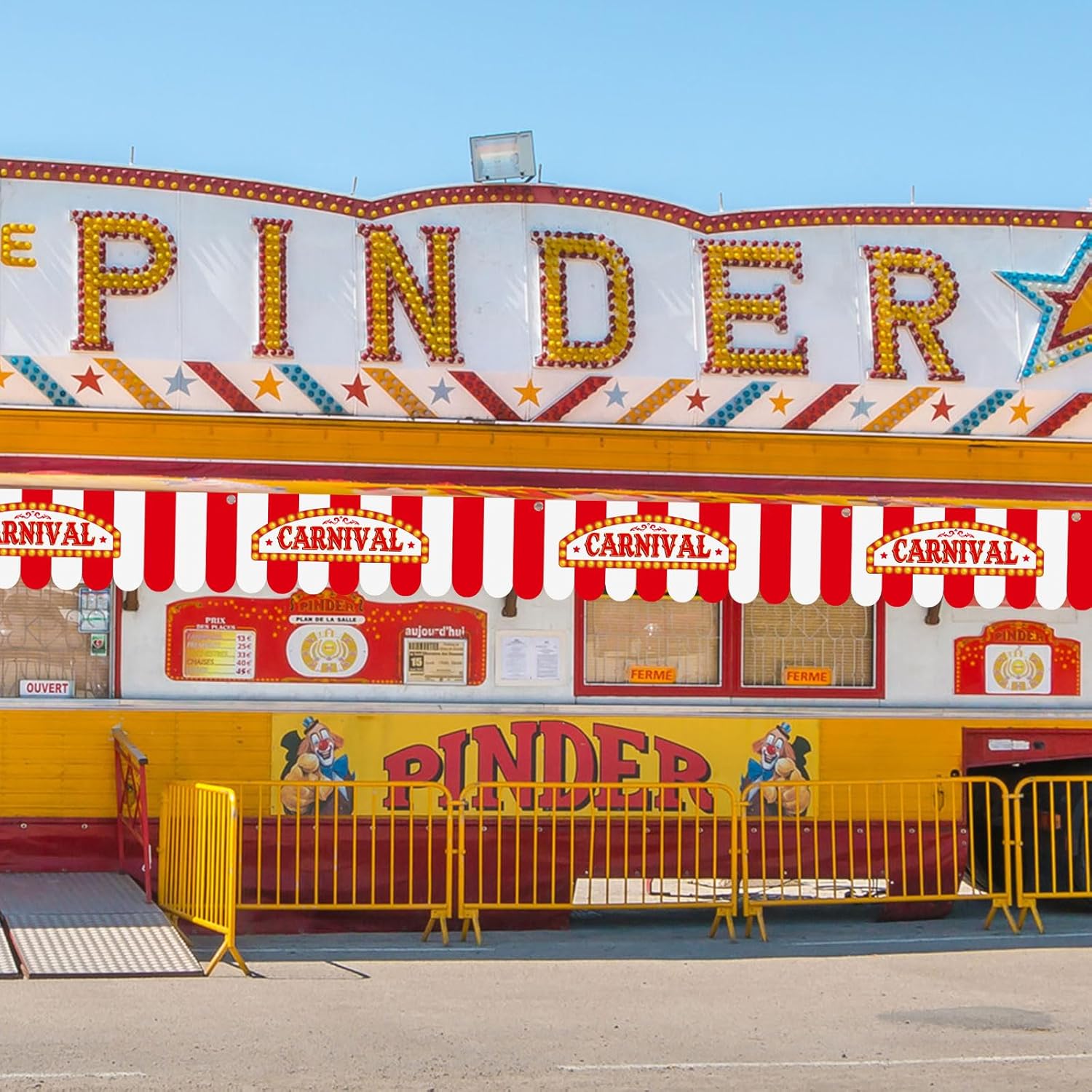 4 Pcs Carnival Awning Decorations Circus Tent Wall Decor Hanging Banners Red and White Stripe Canopy Stand Sign Circus Carnival Theme Party Supplies, 9.84 x 78.74 (Elegant) - Image 4