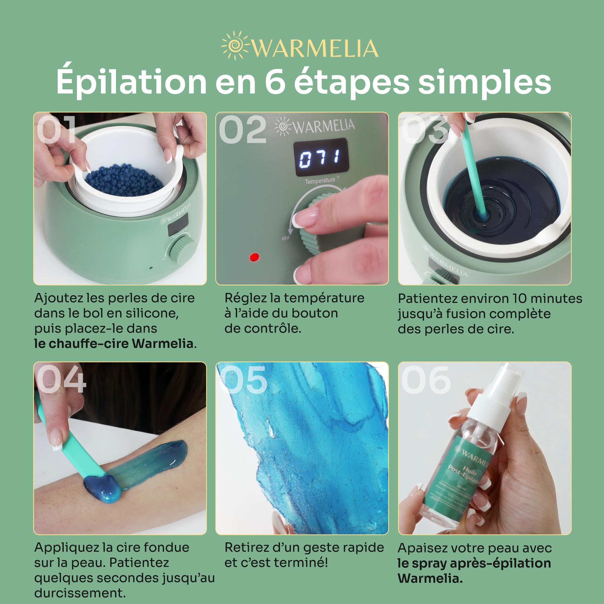 Kit Chauffe-Cire Épilation 2-en-1 avec Mini Chauffe-Cire Visage