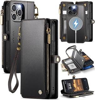 Defencase for iPhone 15 Pro Max Case Wallet Compatible with Magsafe, Black