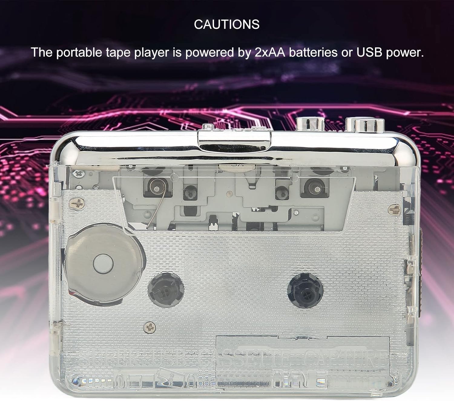 Portable Cassette Player, Cassette Tape Player, Multifunction Clear Stereo Sound FM Radio Cassette Player with 3.5mm Headphone Jack
