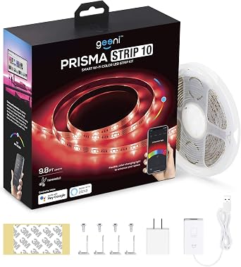 Geeni Prisma Strip 9.8 ft Smart LED Strip Lights, Indoor/Outdoor Adhesive Strips, Lights for TikTok, Alexa & Google Home Compatible. No Hub Required 3M Light Strips