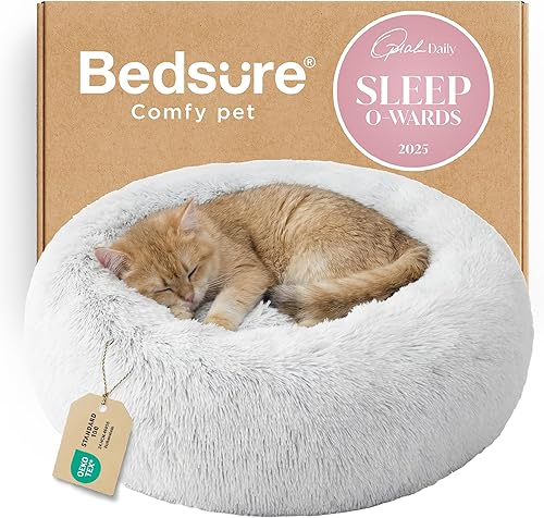 Miniatura 80 de Bedsure - Cama calmante para perros medianos, lavable, mediana, con forma de dona, antideslizante, afelpada, esponjosa, pelo sintético, para gato,