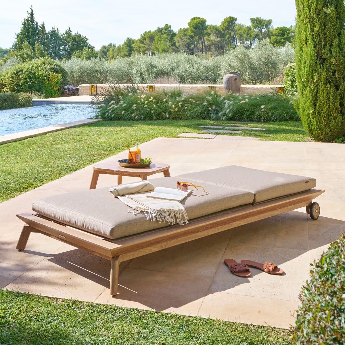 Hespéride - Lit de Piscine manissa Beige Aluminium et Polyester