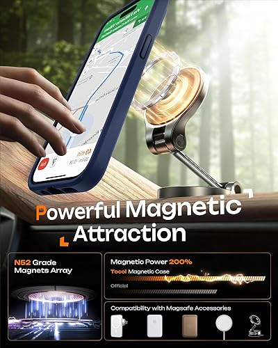 Miniatura 4 de TOCOL Funda magnética 3 en 1 para iPhone 14 Pro, mejorada [protección completa de cámara] con 2 protectores de pantalla, funda de grado militar