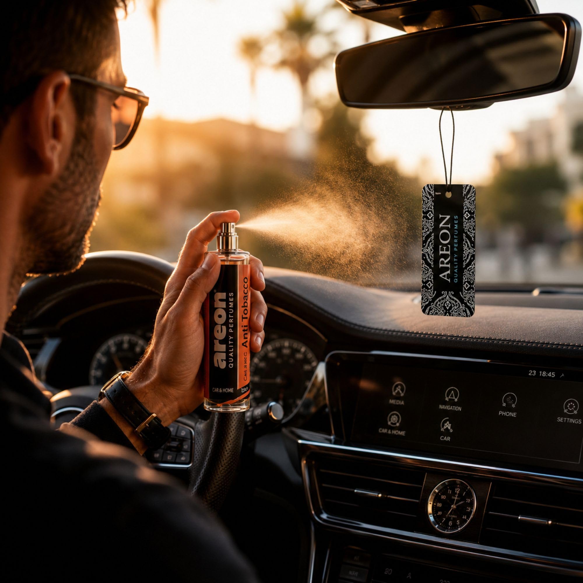 AREON Anti Tobacco Car Perfume Air Freshener Spray 35ml - Long Lasting Fragrance for Car, Home, Office - Odor Eliminator Air Freshener Spray