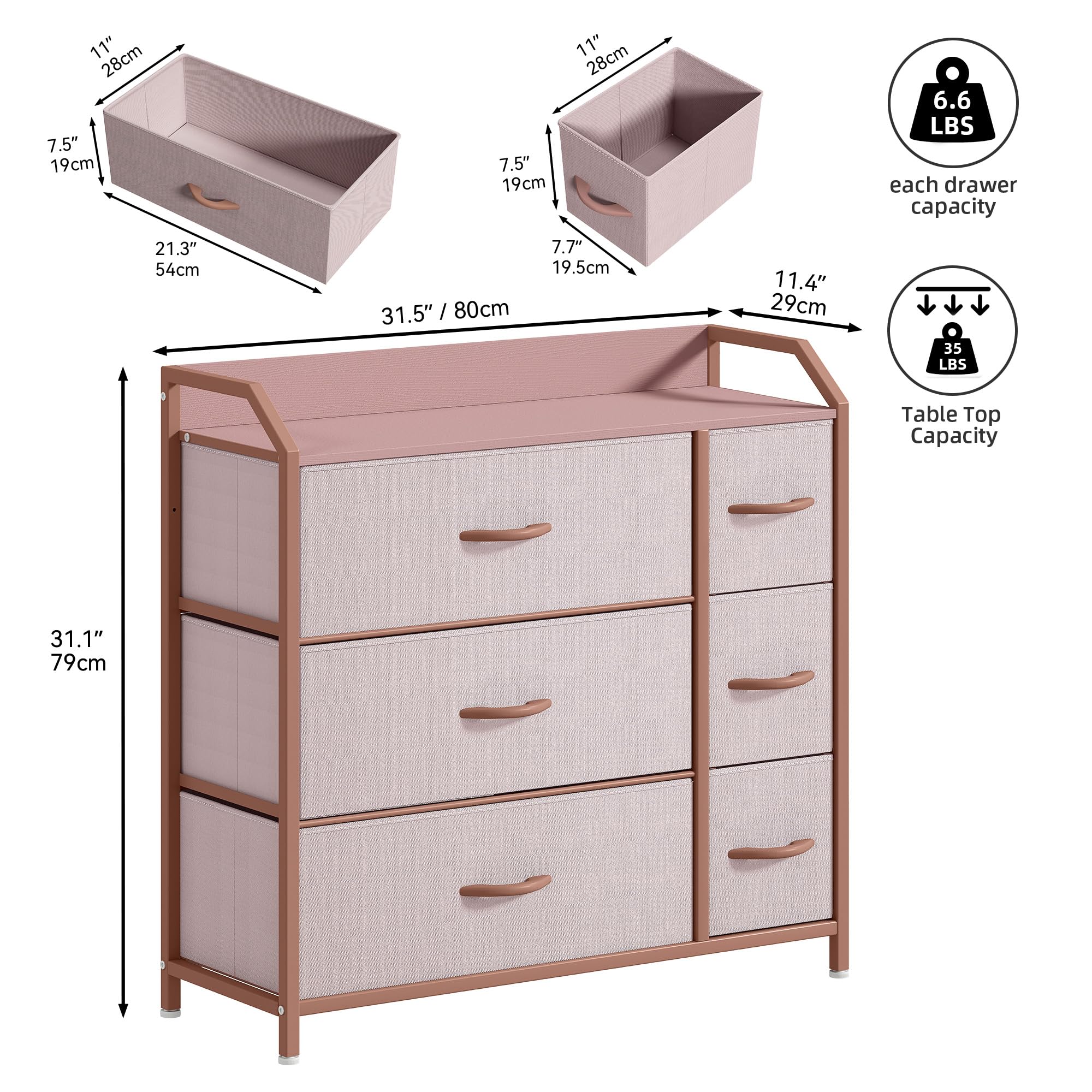 Cassettiera per camera da letto con 6 cassetti 120x30x75 cm rovere e antracite CMMT10