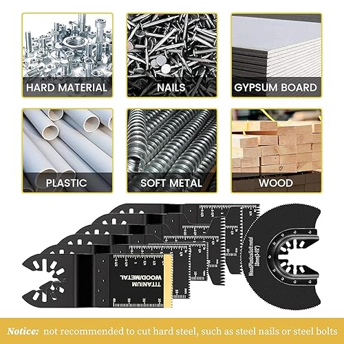 Miniatura 3 de Cuchillas de herramientas oscilantes reforzadas de titanio multiherramienta para madera, metal, corte de plástico, hojas de sierra oscilantes de