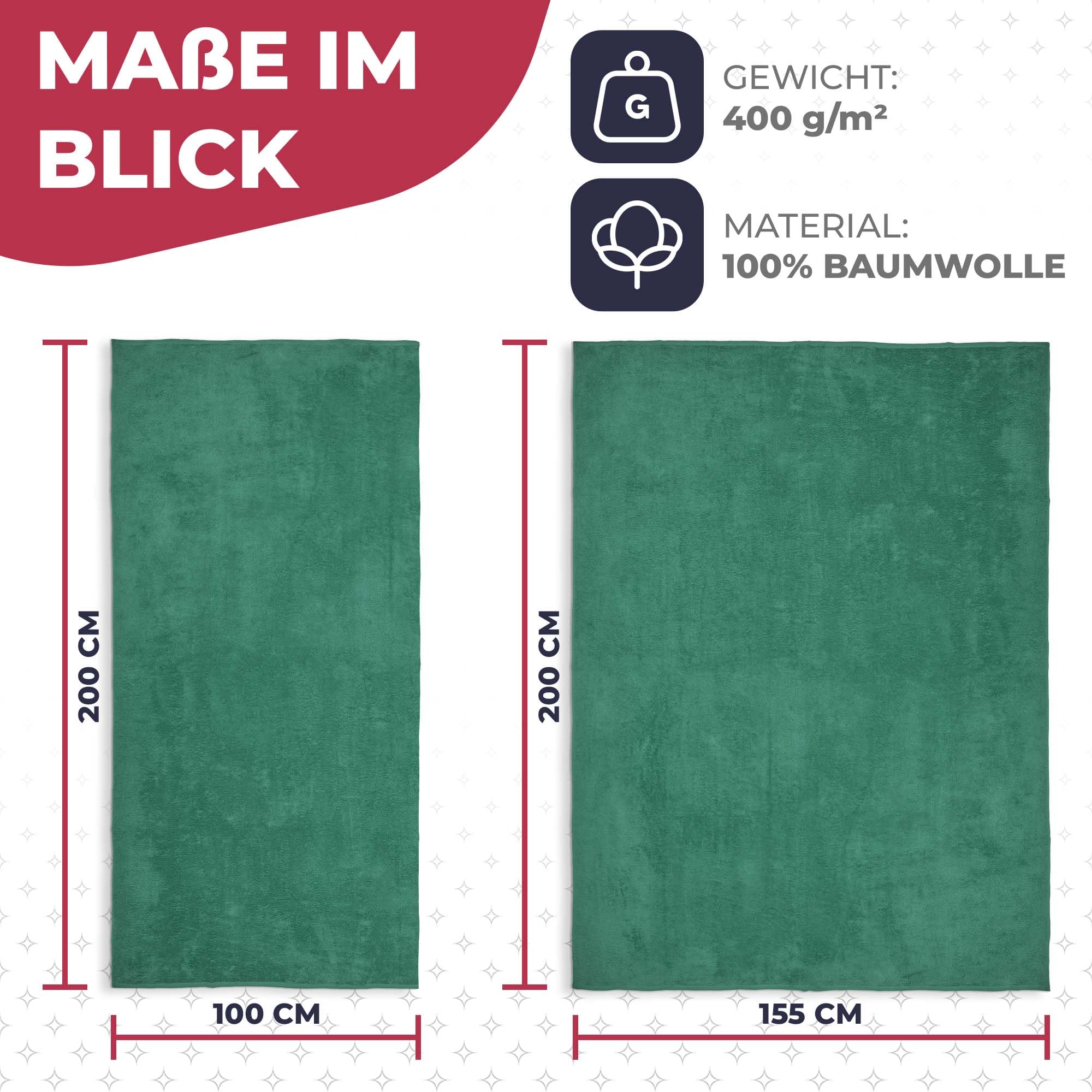 ADAMO Toalla de playa XXL 100% algodón – 100 x 220 cm, color verde oscuro: 470 – Toalla de sauna XXL, toalla de baño de gran tamaño – Toalla de ducha, toalla de baño y toalla de sauna