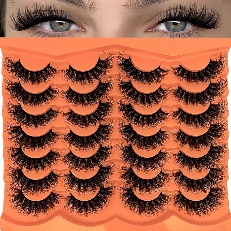 Cílios postiços 3D estilo cat eye SISIYDY em fibra vegetal, 14 pares