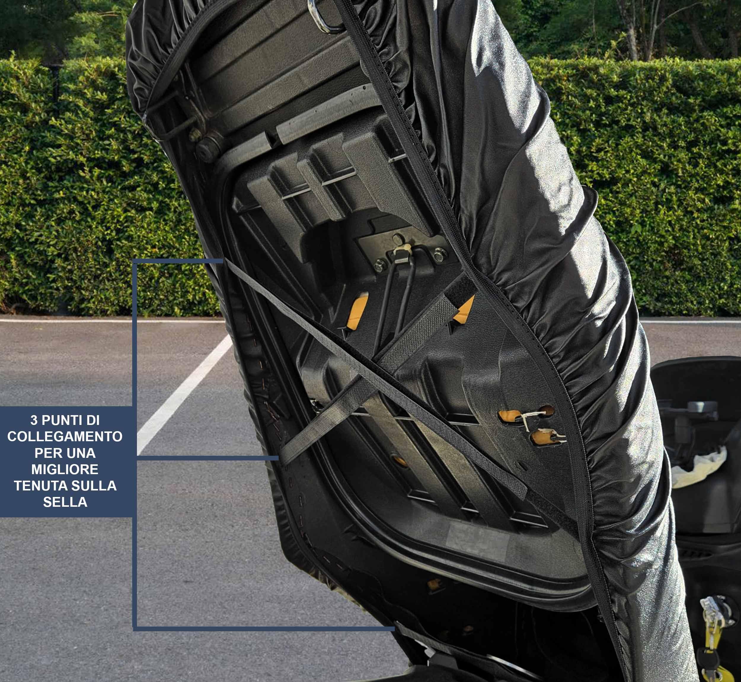 Auto Accessori Lupex - Coprisella Universale impermeabile taglia L 86x48 cm, materiale PU similpelle, telo sella adattabile Scooter e Moto, colore nero, con borsa, disponibile anche M XL Maxi