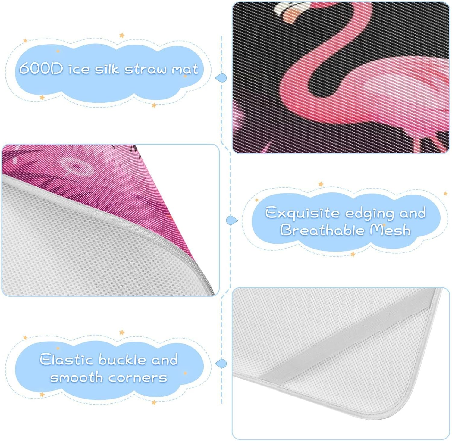 Cooling Baby Bed Mattress 28" x 52" Reusable Flower Dandelion Tropical Bird Pink Flamingo Bed Pads Disposable for Kids, Adult