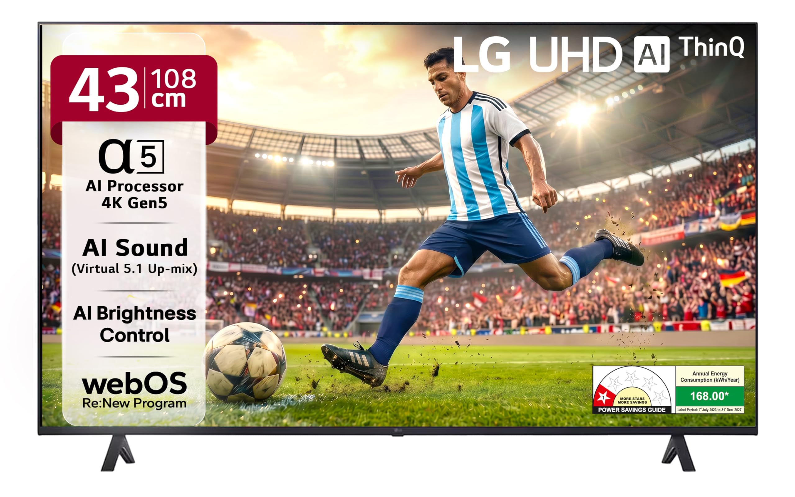 LG 108 cm (43 Inches) UR7500 AI Series 4K Ultra HD (3840 x 2160) Smart webOS LED TV 43UR7500PSC