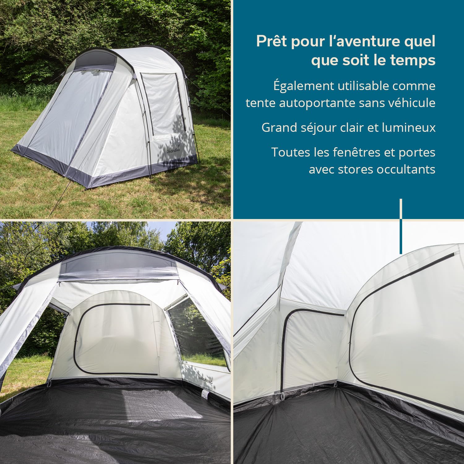 Skandika Camper Tramp Auvent de bus | Autonome avec cabine de couchage pour 2 à 4 personnes, hauteur debout 2,1 m, toit pare-soleil, colonne d'eau 3000 mm | Tente pour voiture, bus, van, monospace,
