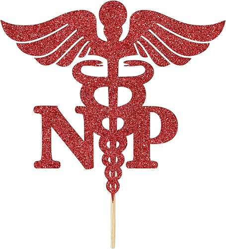 Miniatura 7 de Decoración para tartas NP con purpurina roja felicitaciones enfermerasNP clase de 2023enfermeras practicantes decoraciones para fiestas de