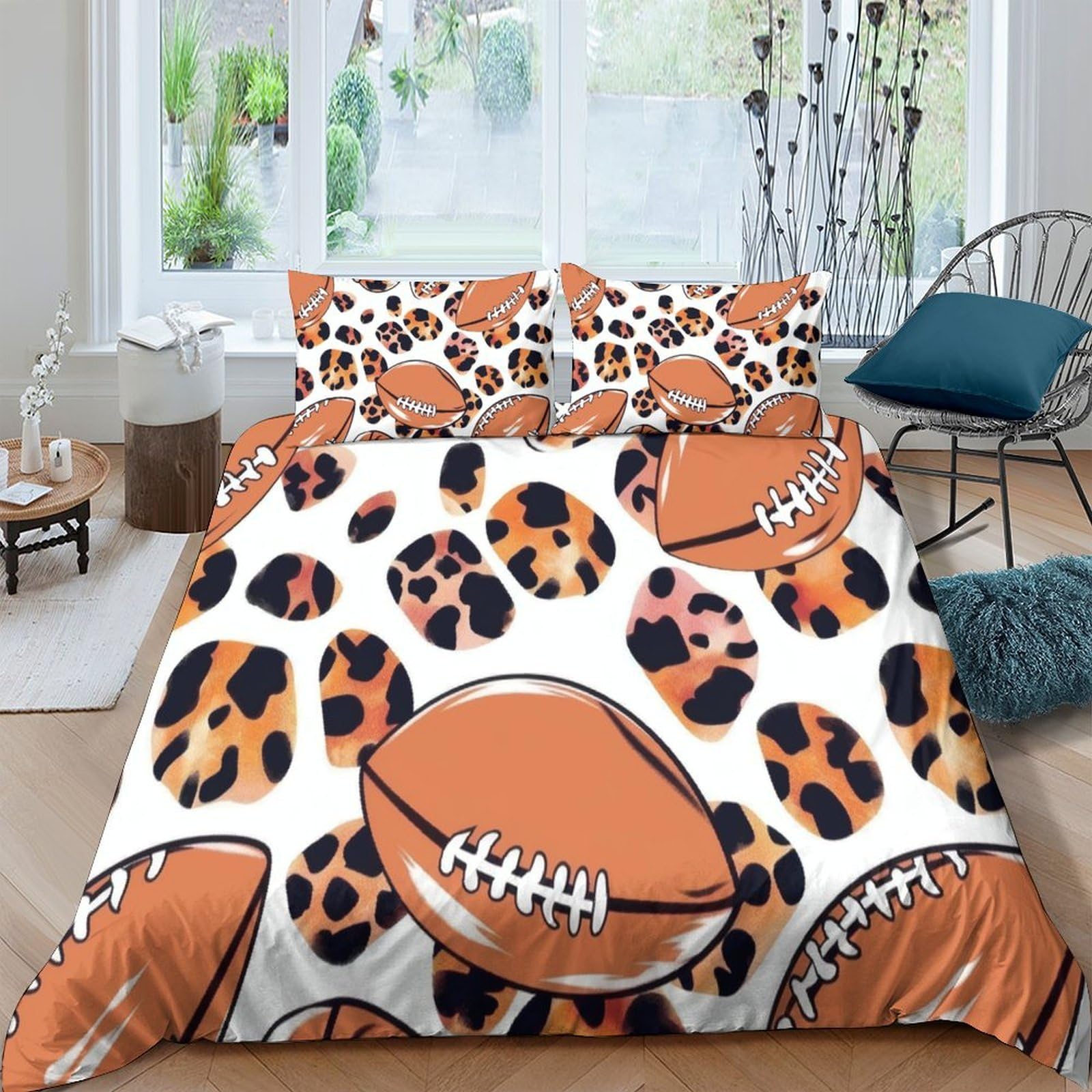 Ctjqhvkz Style-7 3D Printed American Football Fitted Sheet Microfiber Soft Breathable Leopard Mattress Cover For Bedroom Dorm Decor Single（135X200cm）