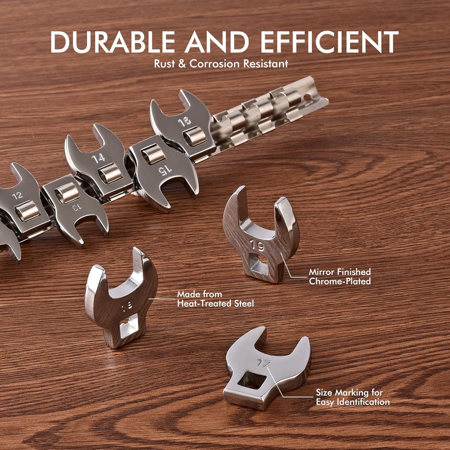 Crowfoot Wrench Set, Crows Foot Wrench Set 3/8” Drive with 10 Pieces Metric Crowfoot for Automotive Repair (Metric)