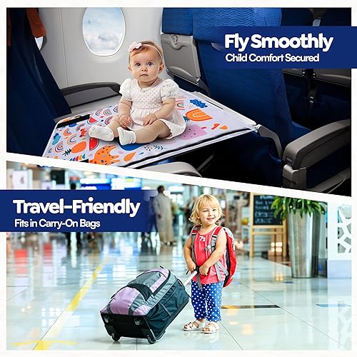 Miniatura 7 de TEAMKO Cama de avión para niños pequeños con edredón + libros educativos de color  Extensor portátil de asiento de avión para niños, cama de avión