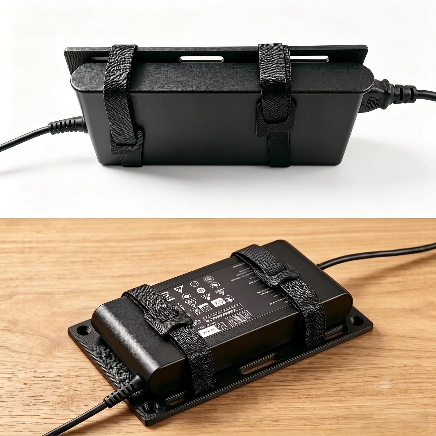 Universal Large Under Desk Laptop Charger Holder in Premium Plastic