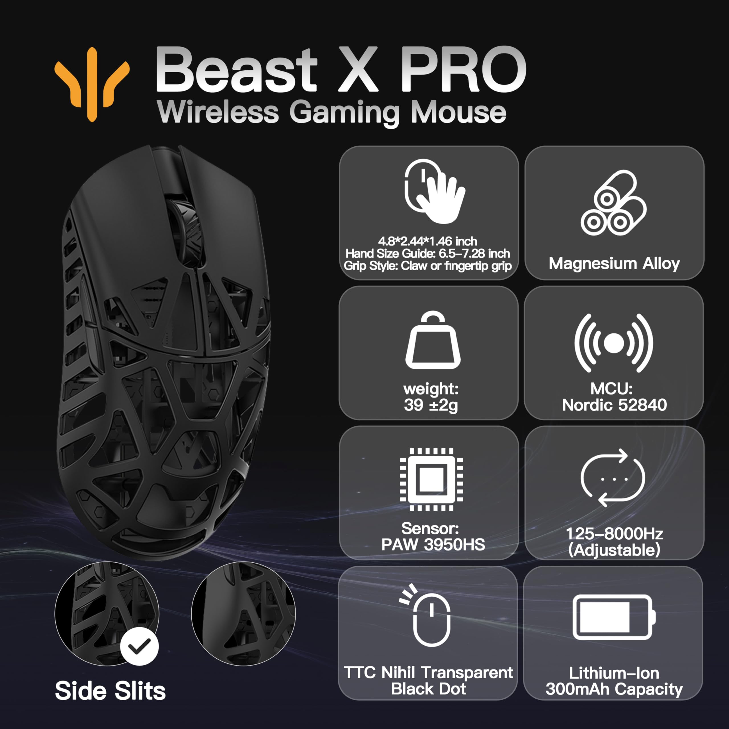 Amazon.com: SMACKAPE WLMOUSE Beast X Pro Ultra-Light 39g Magnesium