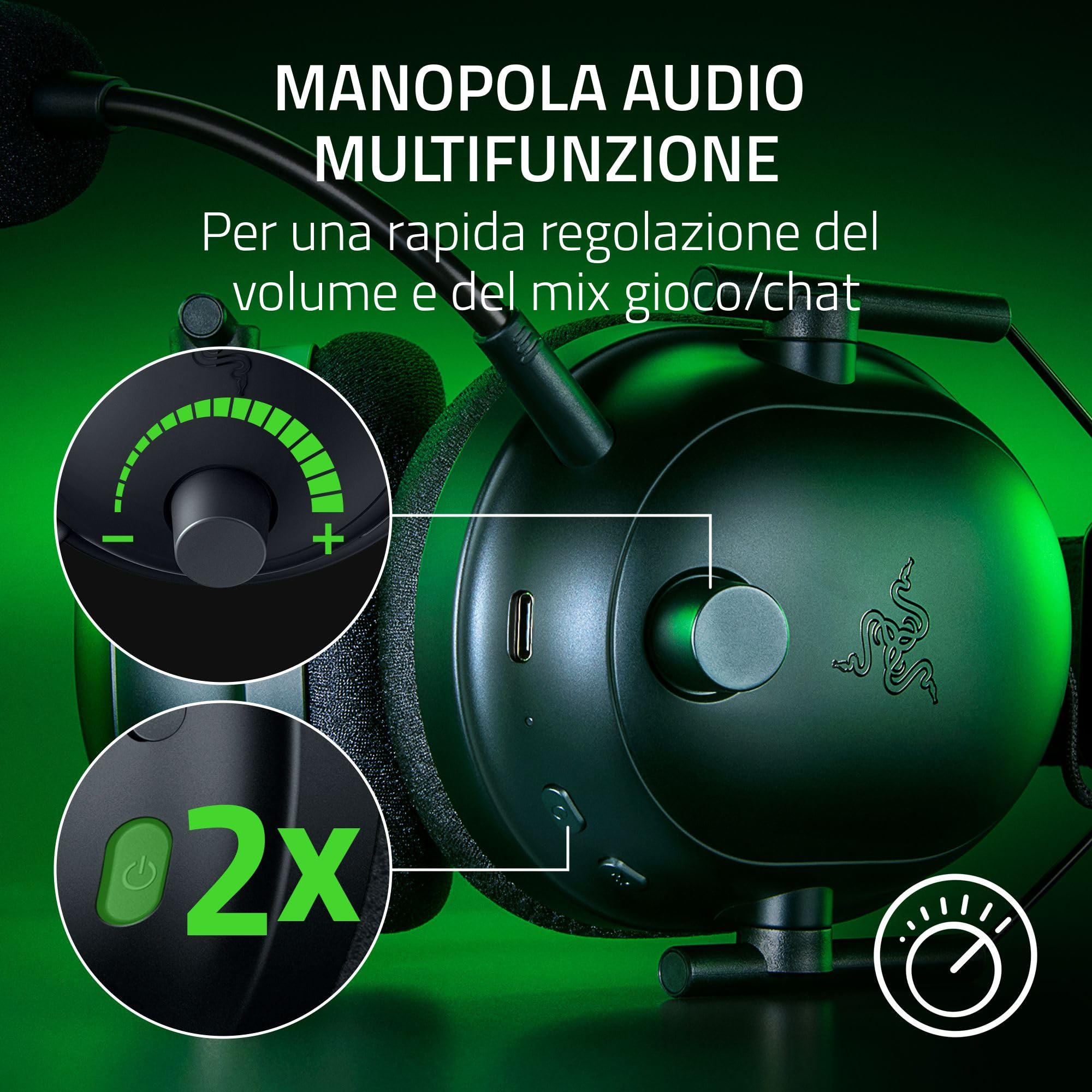 Razer Blackshark V2 Pro (Xbox) - Cuffia E-Sports Senza Fili per Xbox S|X e One (Membrane Triforce da 50mm, HyperSpeed Wireless 2,4 GHz, Microfono HyperClear staccabile) Nero