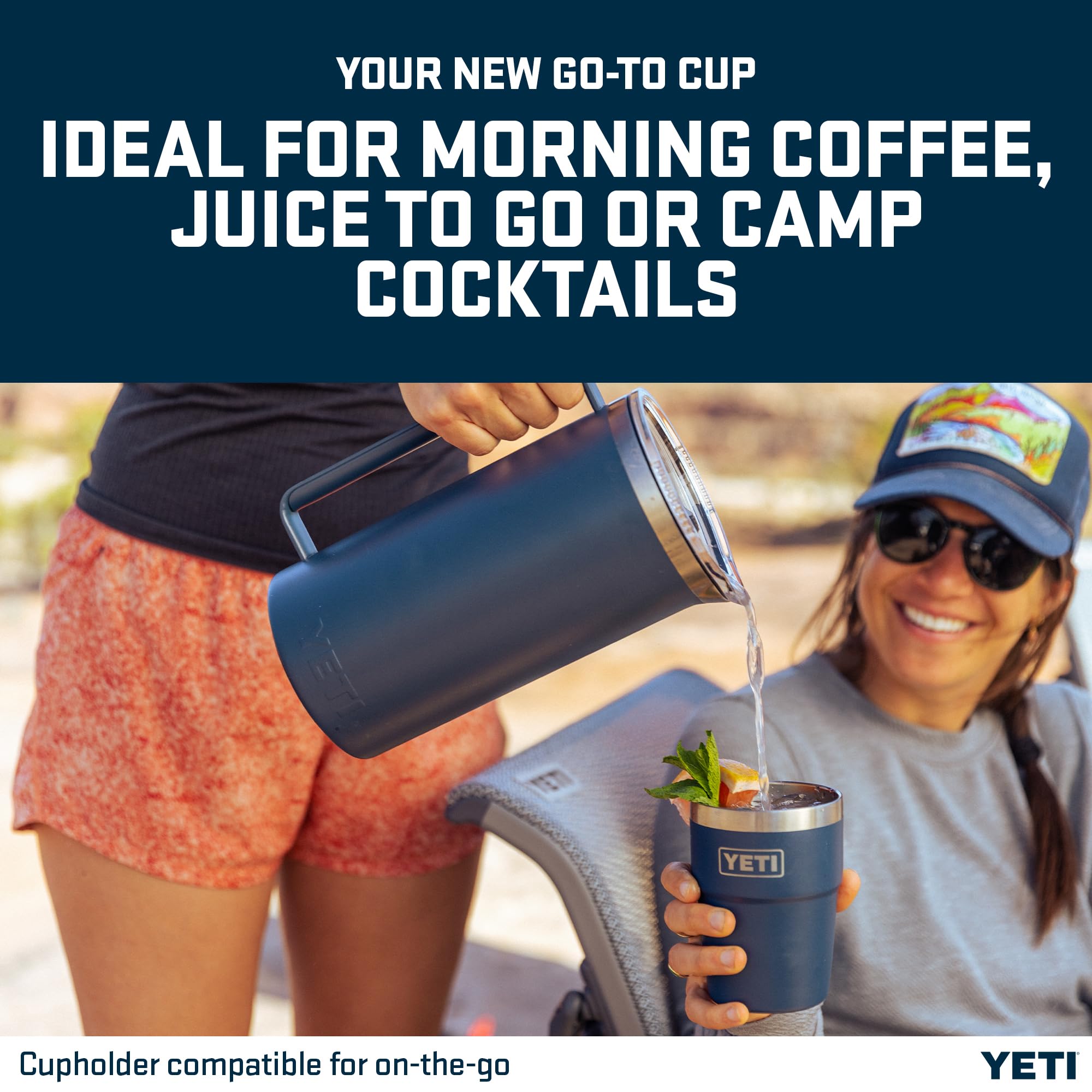 YETI Rambler Tazza Impilabile da 16 oz (473 ml) con Coperchio Magslider Rimovibile, Tazza da Caffè in Acciaio Inossidabile con Isolamento Sottovuoto, Blu Royal