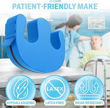 JJ CARE Patient Positioning Pillow with Handles U-Shaped Turning Support Cushion for Bedridden Care, Waterproof Cover, Reusable Assistive Aid