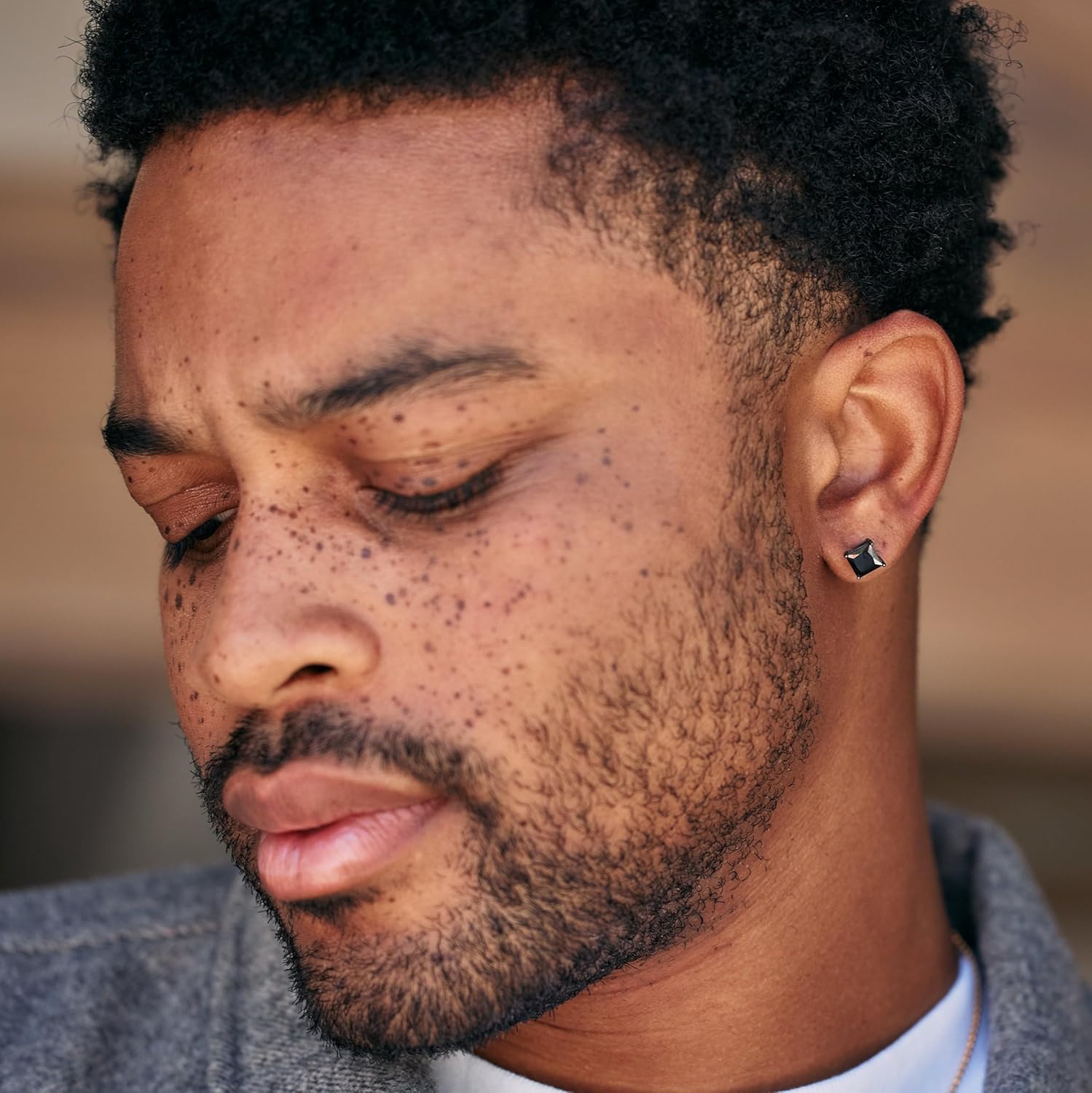 Men's Earrings - 6mm Square Black CZ Stud Men's Earrings - Gifts for Dad - Image 4