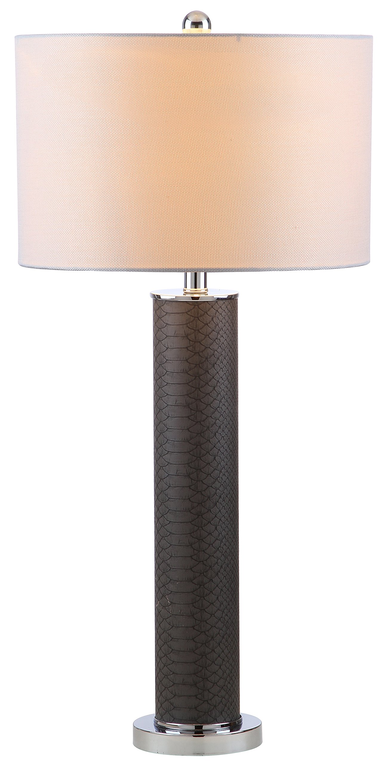 Lighting Collection Ollie - Juego de 2 lámparas de mesa modernas y contemporáneas de piel de serpiente sintética gris de 32 pulgadas para dormitorio, sala de estar, oficina en casa, 4