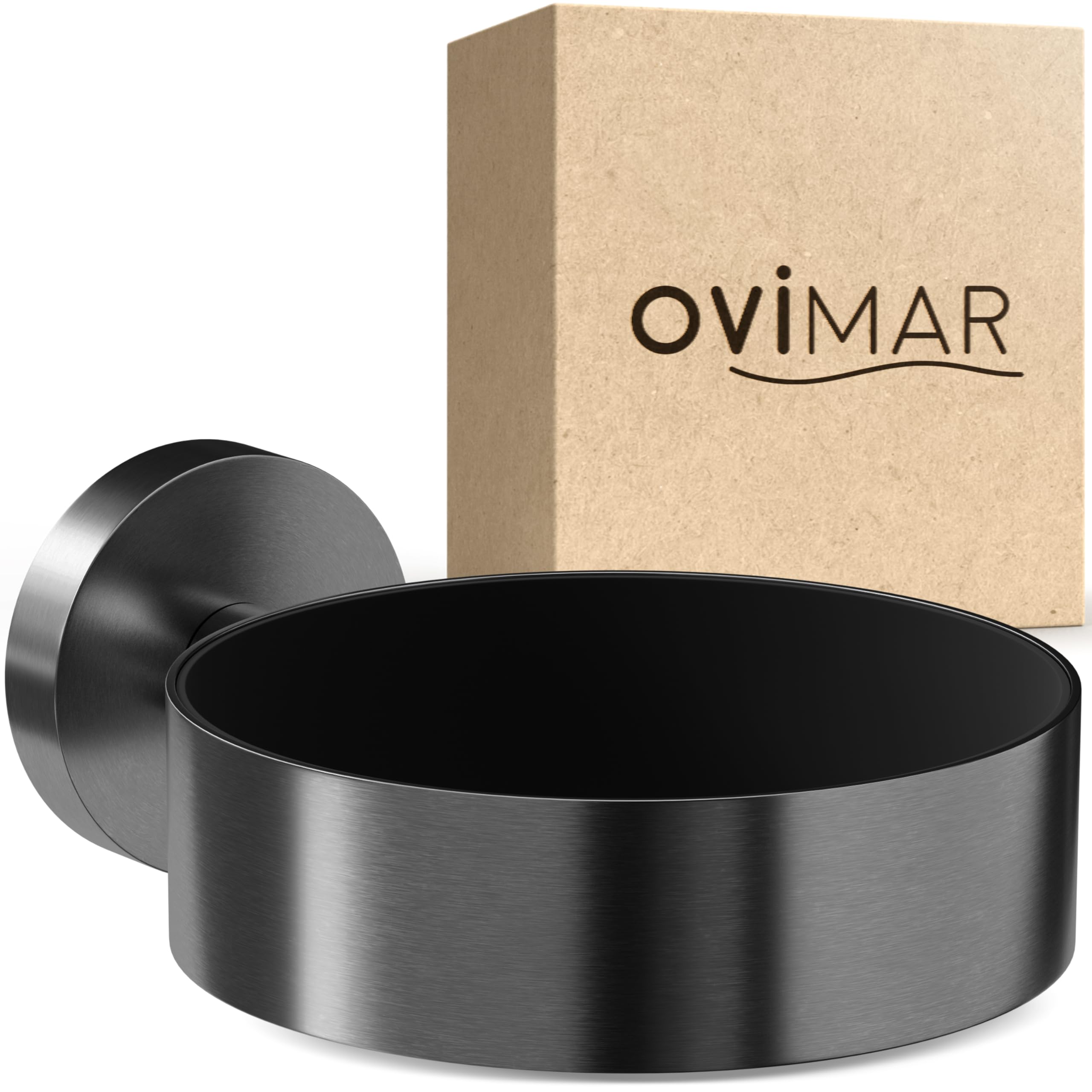 ovimar Haartrocknerhalter Mesmogtind | Edelstahl | Gunmetal | Wandmontage zum Bohren | mit Fönpolsterung | zum Bohren | Föhn Halterung im Badezimmer | | perfektes Bad Zubehör