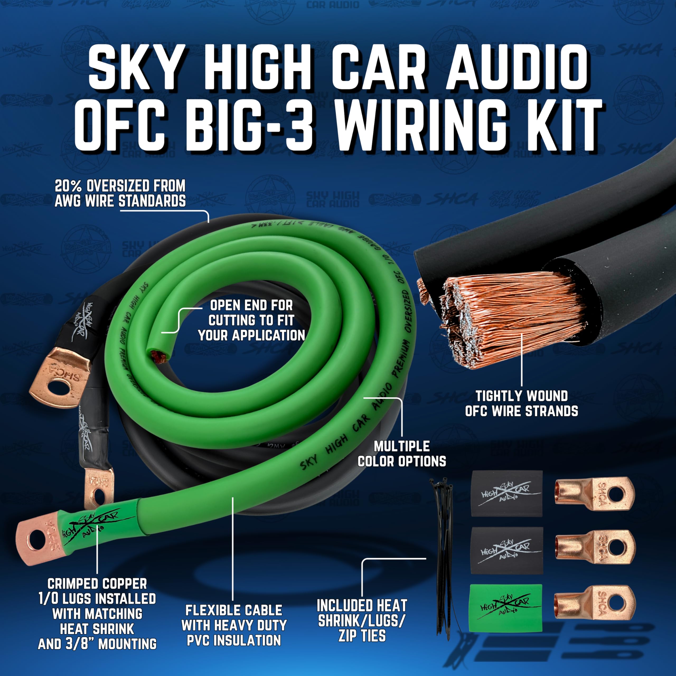 Amazon.co.jp: Sky High カーオーディオ 1/0ゲージ OFC Big 3
