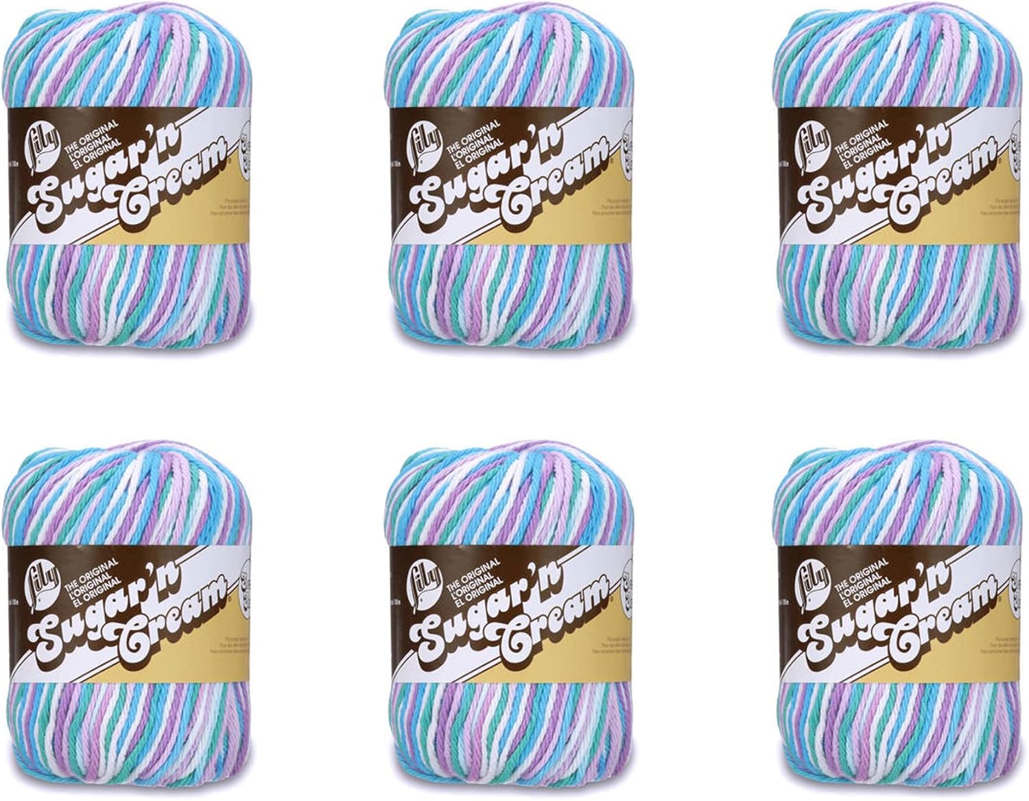 Lily Sugar'N Cream Super Size Beach Ball Blue Yarn - 6 Pack of 85g/3oz - Cotton - 4 Medium (Worsted) - 150 Yards - Knitting/Crochet